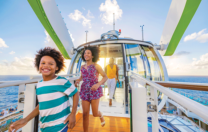 Family enjoy onboard activities with Royal Caribbean