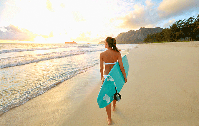 Woman on beach in Hawaii