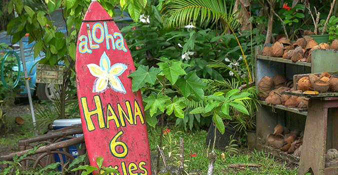Surf board sign in Hawaii