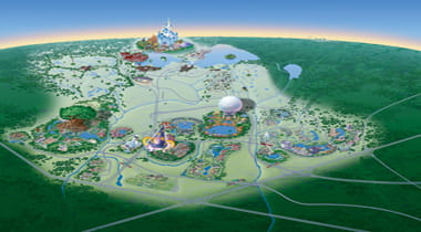 An animated map of Walt Disney World