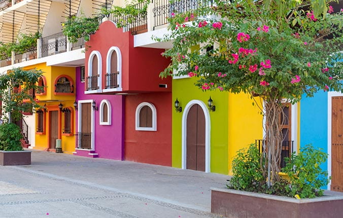Traditional Brightly Colored Mexican Buildings