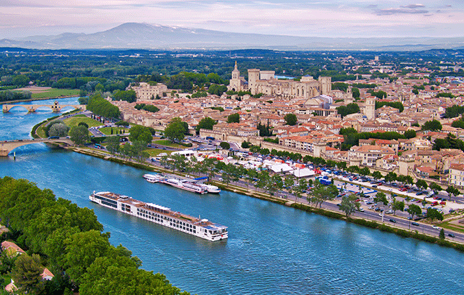Viking river cruise ship near Avignon