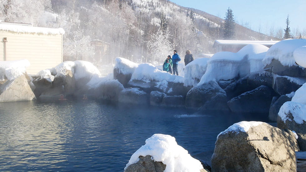 Chena Hot Springs offers soothing natural springs and a prime location for aurora viewing. Photo by Veruree/Stock.Adobe.Com